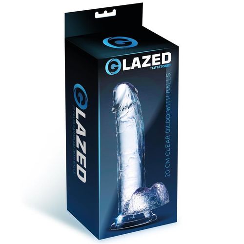 Glazed realistični prozirni dildo s testisima 18cm ili 22cm slika 26