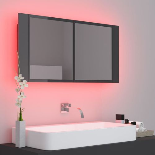 LED kupaonski ormarić s ogledalom sjajni sivi 90 x 12 x 45 cm slika 5