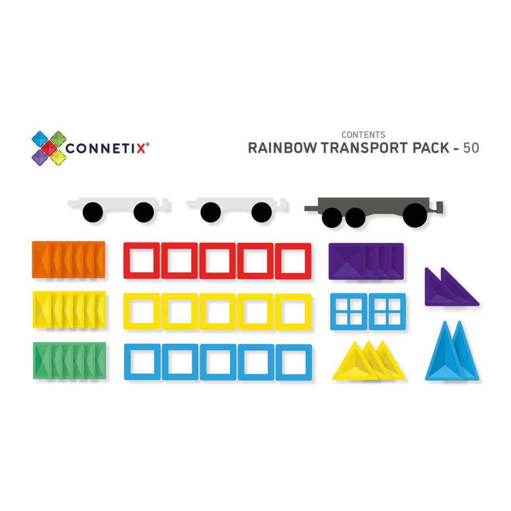 Connetix Magnetne pločice za slaganje Rainbow Transport Pack, 50kom slika 2