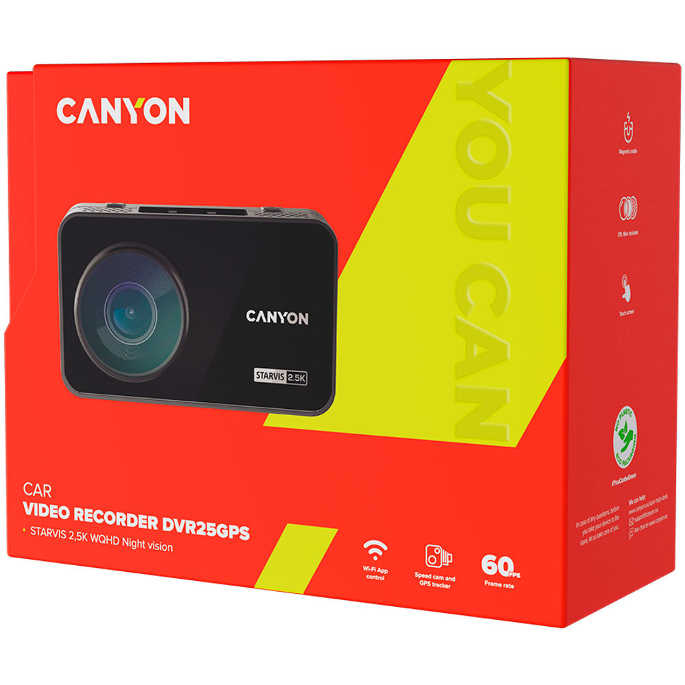 CANYON DVR25GPS Auto Kamera sa WQHD 2.5K Rezolucijom, Wi-Fi i GPS, Crna slika 12