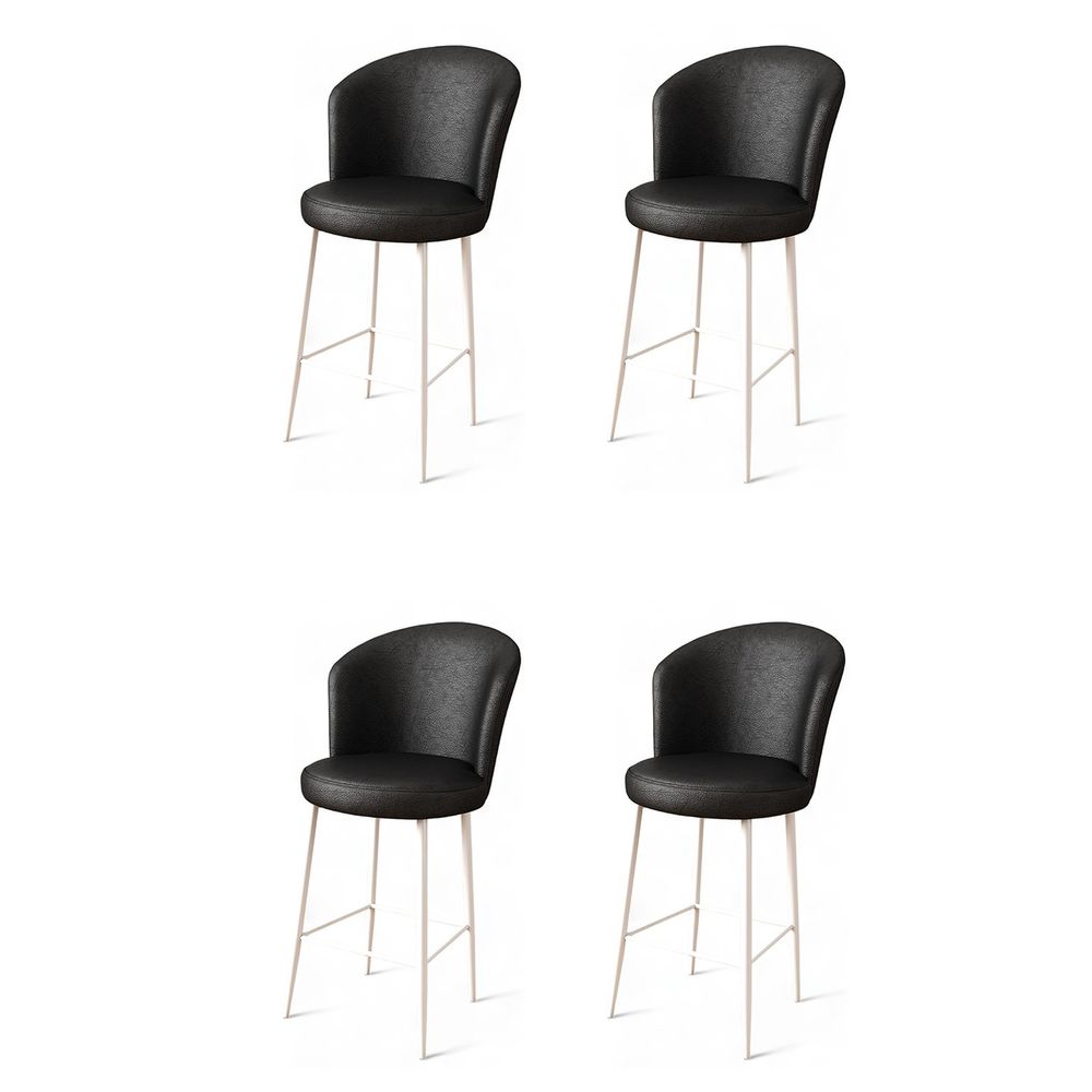 Uras - Crni i Bijeli Bar Stolac Set (4 Komada) slika 1