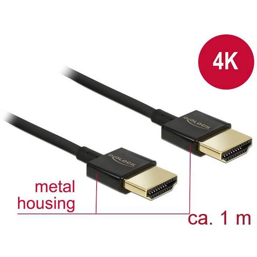 Delock HDMI priključni kabel HDMI A utikač, HDMI A utikač 1.00 m crna 84771 pozlaćeni kontakti HDMI kabel slika 3