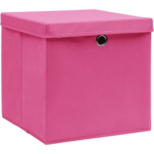 Kutije za pohranu s poklopcima 10 kom roze 32x32x32 cm tkanina slika 21