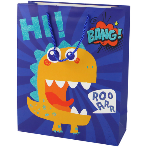 Papirnata poklon vrećica dinosaur plavi slika 1
