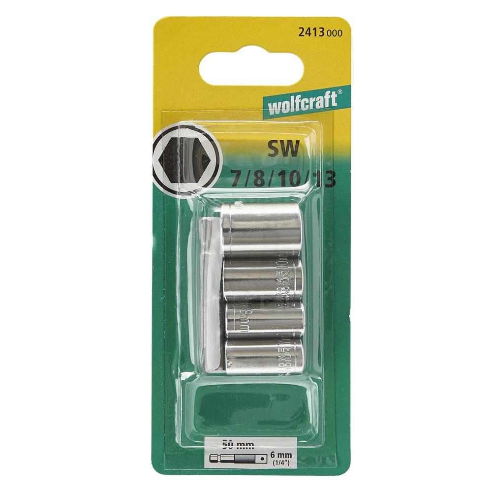 Wolfcraft Set Nasadnih Ključeva 1/4" SW 7/8/10/13mm + Adapter / 5 dijelni - 2413000 slika 3