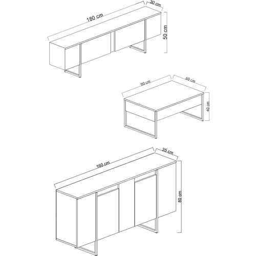 Luxe - White, Black White
Black Living Room Furniture Set slika 9