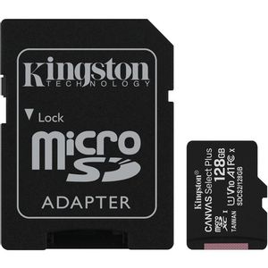 Kingston SDCS2/128GB MicroSD 128GB, Canvas Go! Plus, Class 10 UHS-I U1 V10 A1, Read up to 100MB/s, w/SD adapter