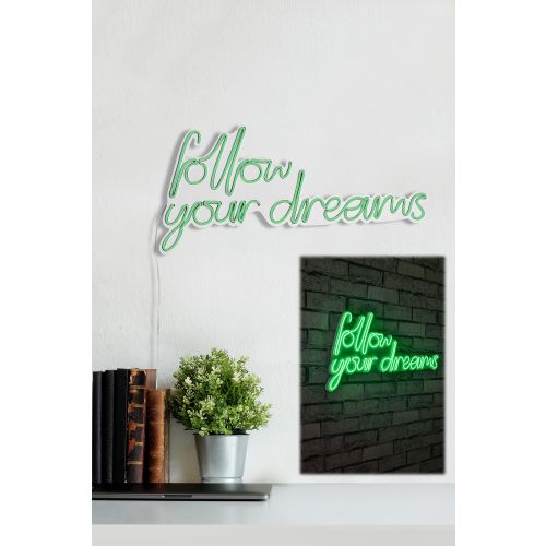 Wallity Ukrasna plastična LED rasvjeta, Follow Your Dreams - Green slika 3