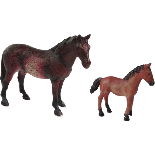 Set figurica 2 tamno - smeđa konja s ogradom slika 2