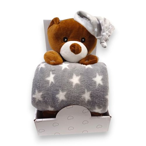 BBO Set Igračka + Ćebence Sleeping Bear (B200003) - Grey 100x75cm slika 1