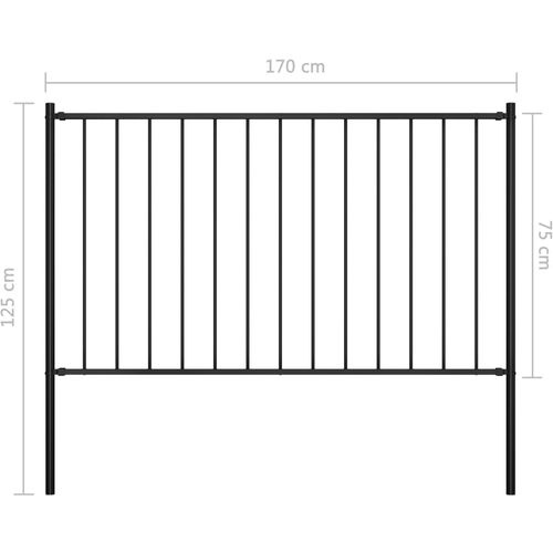 Panel za ogradu sa stupovima čelični 1,7 x 0,75 m crni slika 4