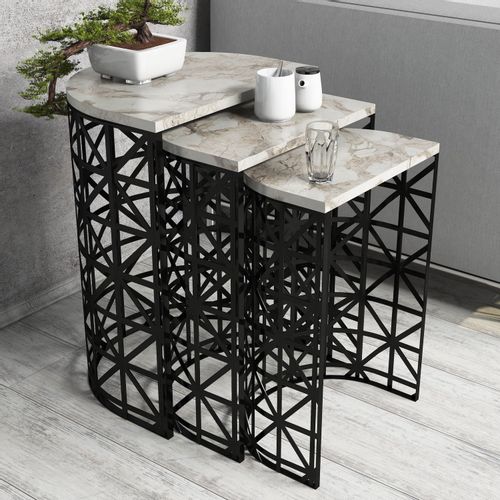 Stil - White Marble White Nesting Table (3 Pieces) slika 1