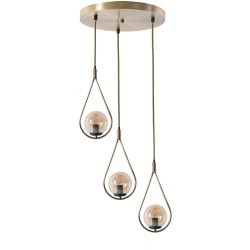 Damla 3 Lü Tepsili Bal Camlı Eskitme Sarkıt Copper Chandelier slika 2