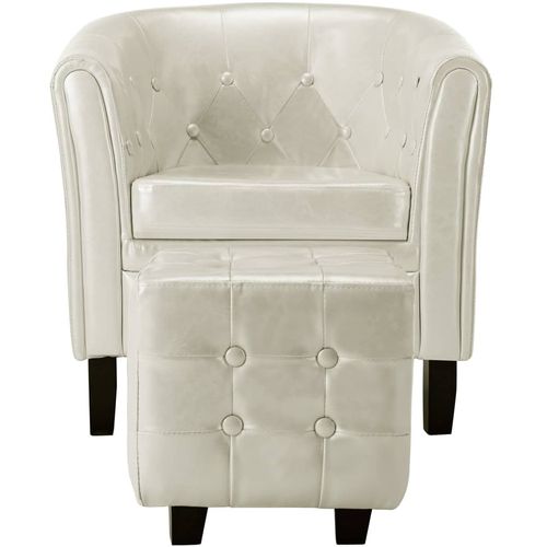 Fotelja od umjetne kože s osloncem za noge bijela slika 26