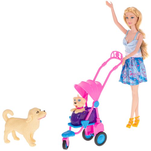 Lutka u šetnji s kolicima i psićima slika 2