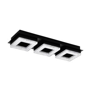Eglo Fradelo 1 Zidna/Stropna Lampa - LED, 3x4W, 3x400lm, Crna/Čelik/Kristal