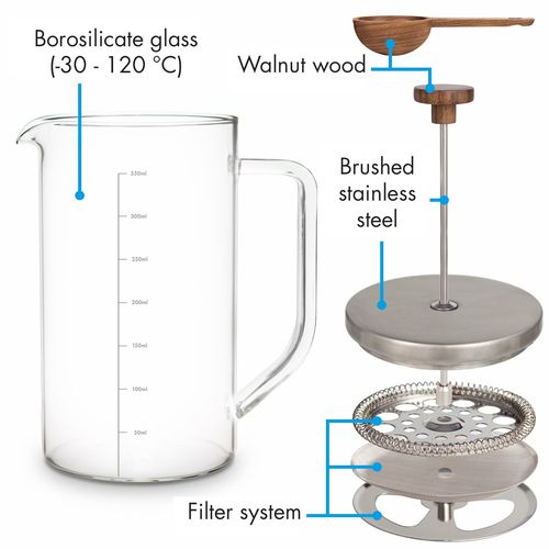 Klarstein Glaswerk Ristretto French Press 0,35 litara, Transparentna slika 5