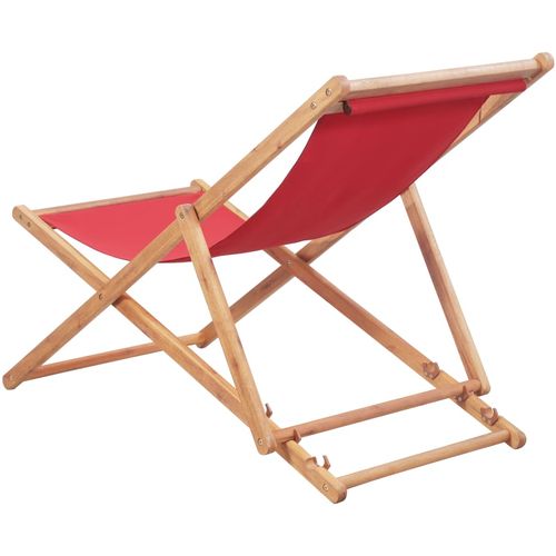 Sklopiva ležaljka za plažu od tkanine s drvenim okvirom crvena slika 29