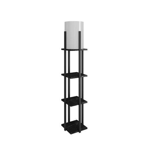 Opviq Podna lampa polica NORA crna, ivrica, MDF, platno, visina 135 cm, promjer sjenila 21 cm, visina 36 cm, E27 45-60 W, Nora - Black slika 1