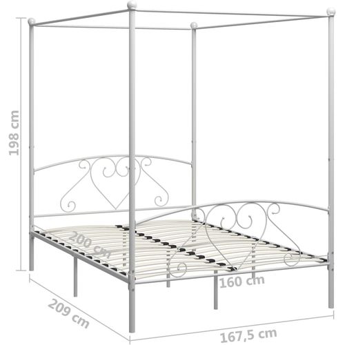 Okvir za krevet s nadstrešnicom bijeli metalni 160 x 200 cm slika 5