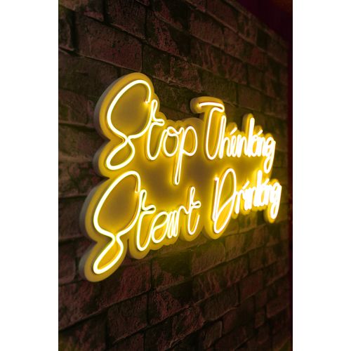 Wallity Ukrasna plastična LED rasvjeta, Stop Thinking Start Drinking - Yellow slika 1