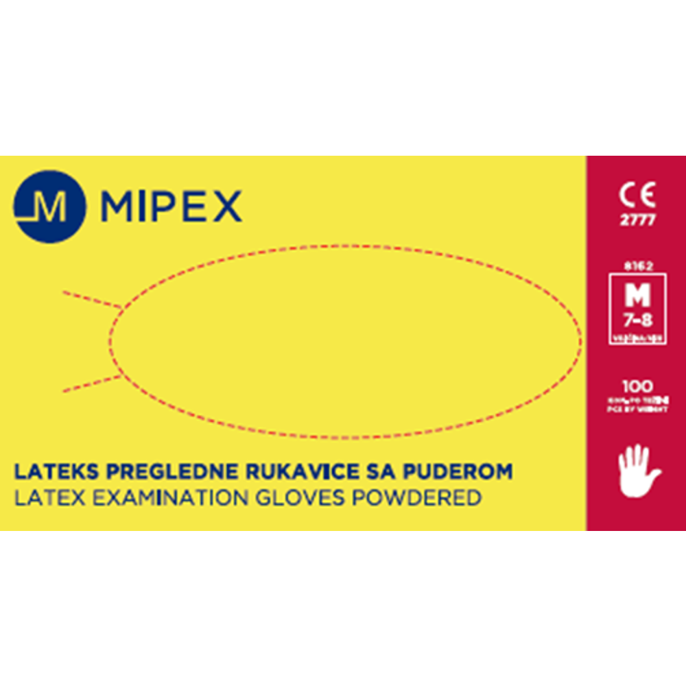 Mipex Lateks rukavice sa puderom Medium 100kom slika 1