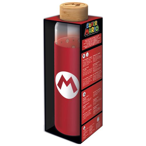 Staklena Boca s Silikonskim Poklopcem Nintendo Super Mario Bros 585ml slika 1