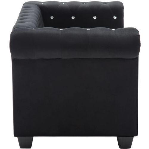 Chesterfield sofa za dvoje s baršunastom presvlakom 146 x 75 x 72 cm crna slika 21