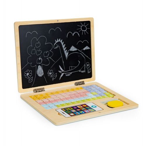 EcoToys edukativni laptop za crtanje 2u1 sa 78 magneta bijeli slika 3