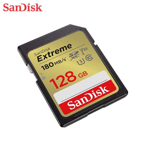 SanDisk Extreme SDXC memorijska kartica od 128GB + 1 godina RescuePRO Deluxe, do 180MB/s & 90MB/s čitanje/pisanje, UHS-I, Class 10, U3, V30 slika 1