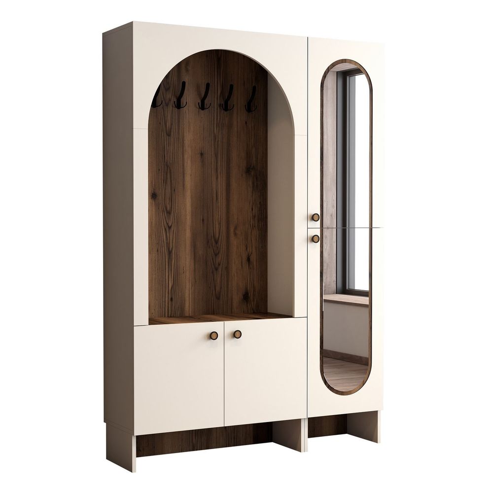 Hall stand Palermo - Krem i Orah slika 6