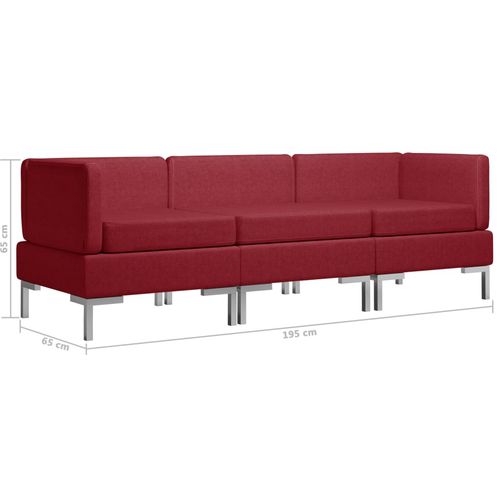 3-dijelni set sofa od tkanine crvena boja vina slika 26