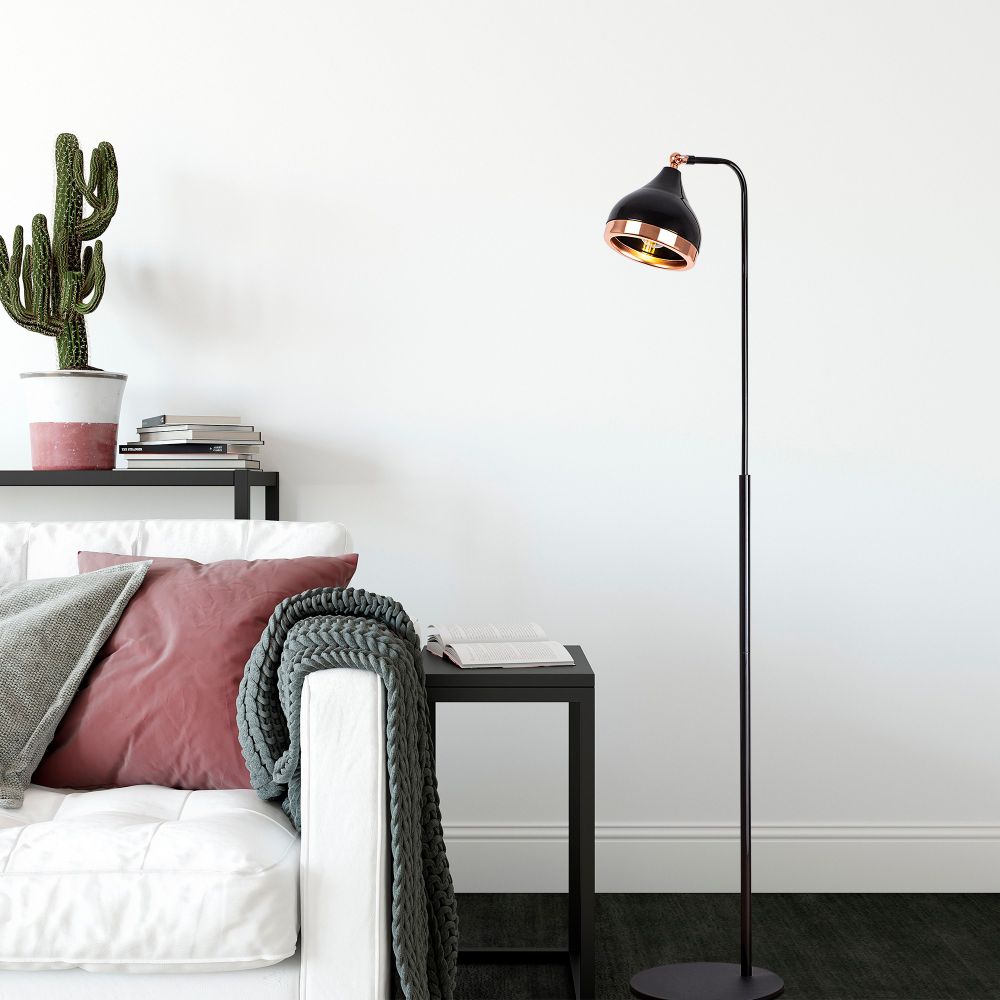 Yıldo - NT - 146-US Crna i Bakrena Podna Lampa slika 1
