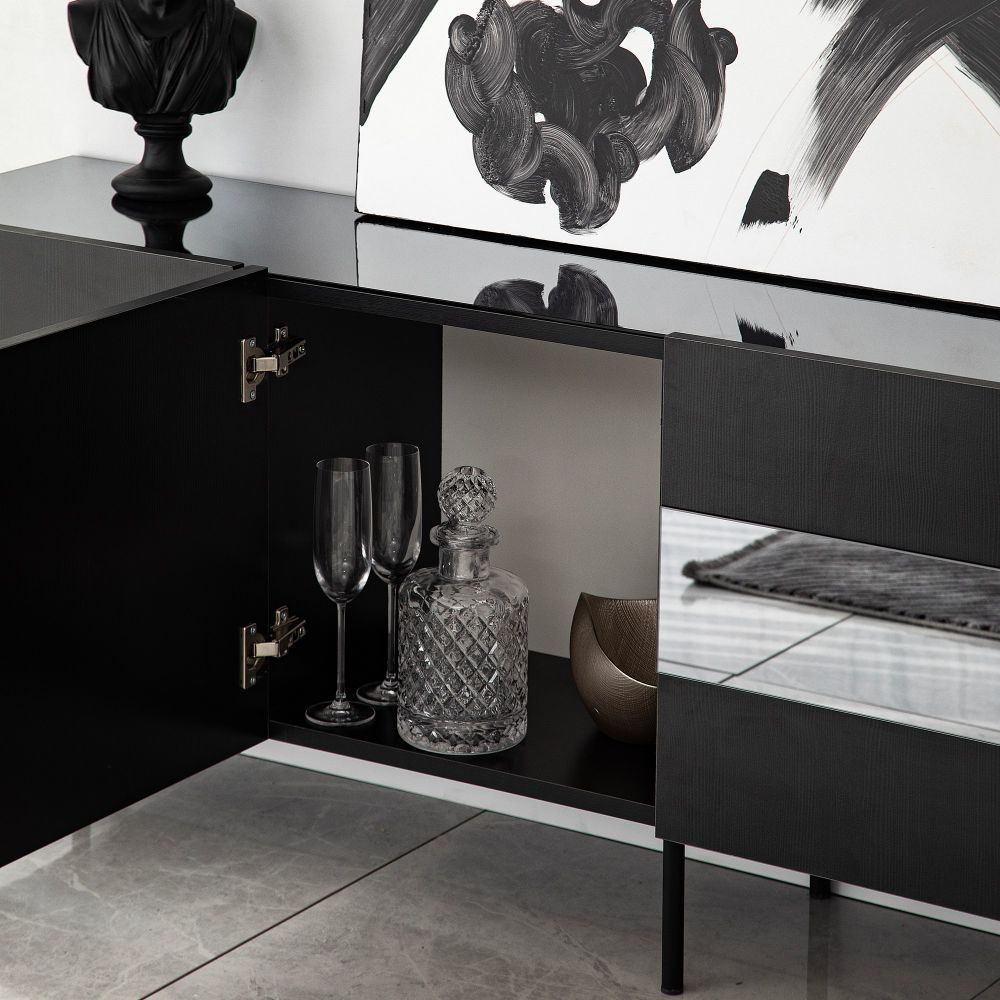 TV Stalak Leon - Crni, Fume Black slika 4