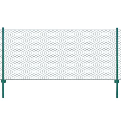 Ograda od žičane mreže sa stupovima čelična 25 x 0,5 m zelena slika 12