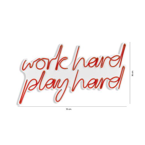 Wallity Work Hard Play Hard - Crvena Dekorativna Plastična LED Rasveta slika 7