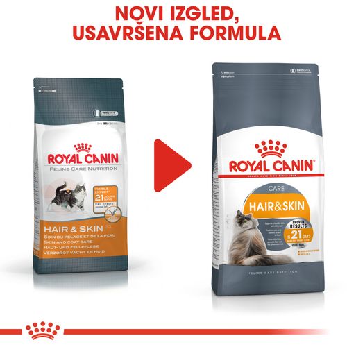 ROYAL CANIN FCN Hair & Skin, uravnotežena potpuna hrana za odrasle mačke, za njegu i nutricionističku potporu dlake i kože, 400 g slika 2