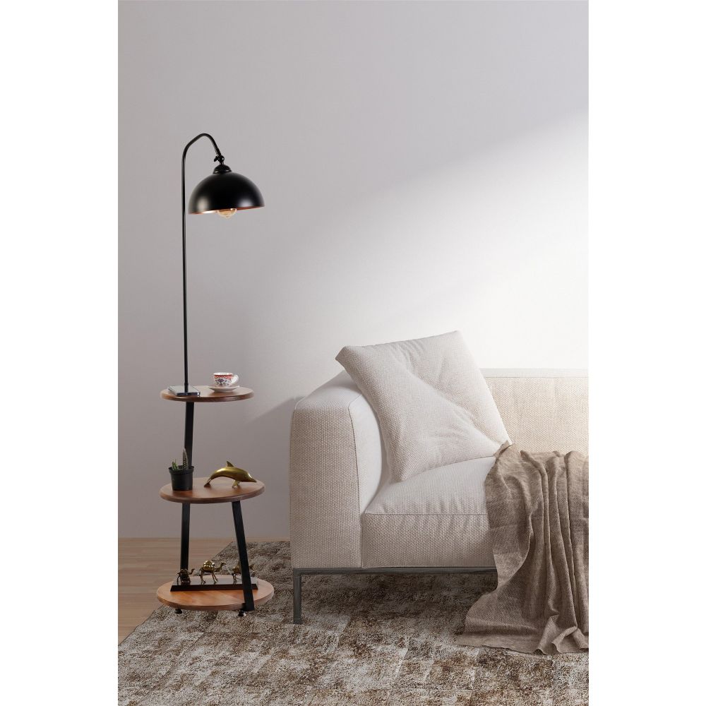 Stojeća Lampa Sorti 8743-1 u Crnoj Boji sa Orahovim Detaljima slika 1