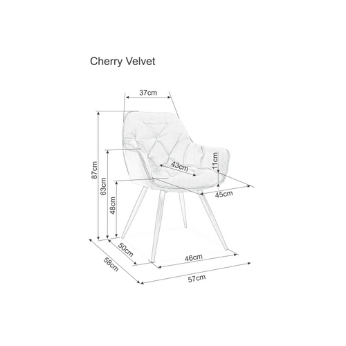 Stolica Cherry-tirkizna,baršun matt (vodootoporan) slika 4