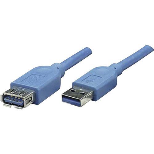 Manhattan USB kabel USB 3.2 gen. 1 (USB 3.0) USB-A utikač, USB-A utičnica 3.00 m plava boja pozlaćeni kontakti, UL certificiran 322447-CG slika 3