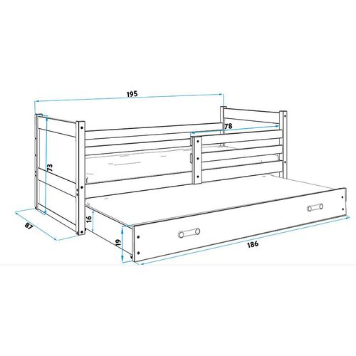 Baloo Bonny Krevet Za Dve Osobe 190X80 Pine Beli slika 2