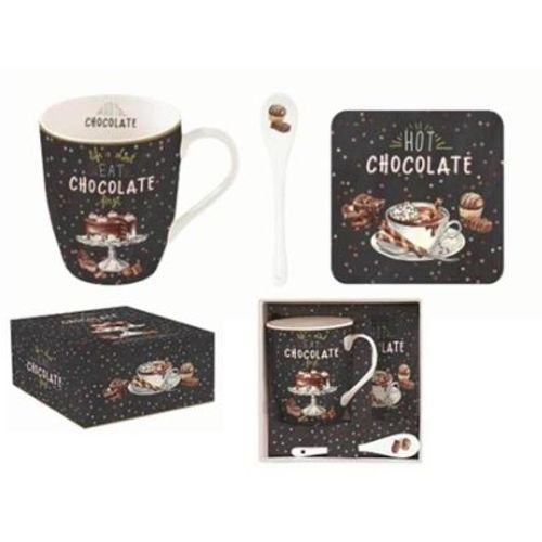 Easy Life HOT CHOCOLATE porculanska šalica sa žličicom i podmetačem slika 1