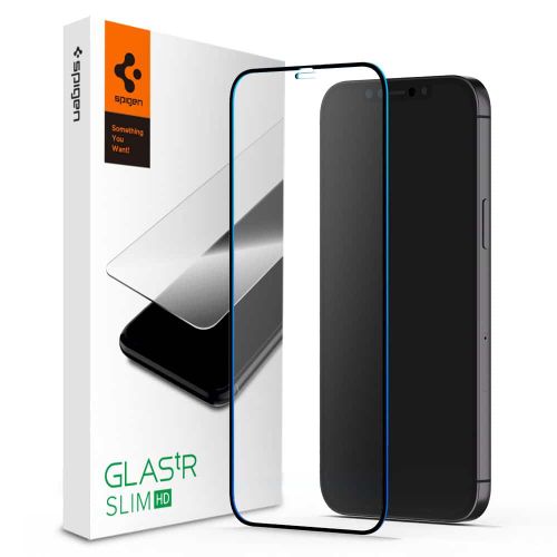 SPIGEN KALJENO STAKLO GLASS FC ZA IPHONE 12 PRO MAX CRNO slika 1