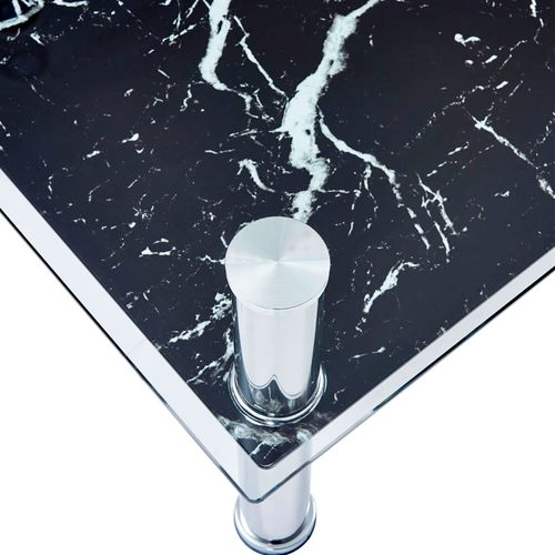 280099 Coffee Table with Marble Look Black 100x60x42 cm Tempered Glass slika 9