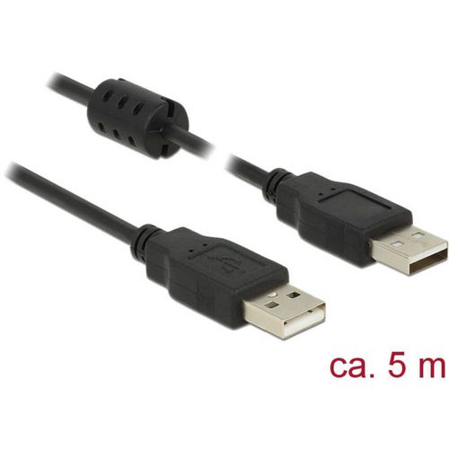 Delock USB kabel USB 2.0 USB-A utikač, USB-A utikač 5.00 m crna s feritnom jezgrom 84893 slika 1