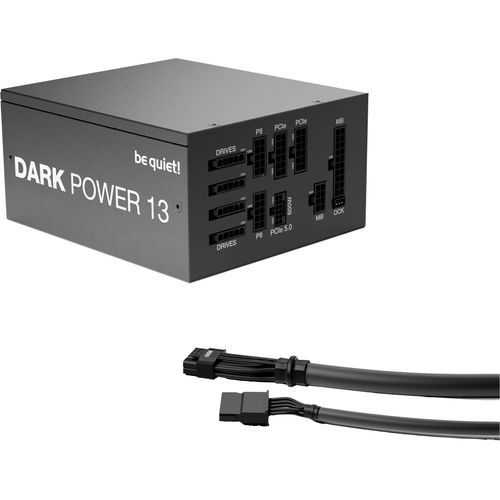 be quiet! BN335 DARK POWER 13 1000W, 80 PLUS Titanium efficiency (up to 95.2%), ATX 3.0 PSU with full support for PCIe 5.0 GPUs and GPUs with 6+2 pin connector, Overclocking key switches between four 12V rails and one massive 12V rail slika 6