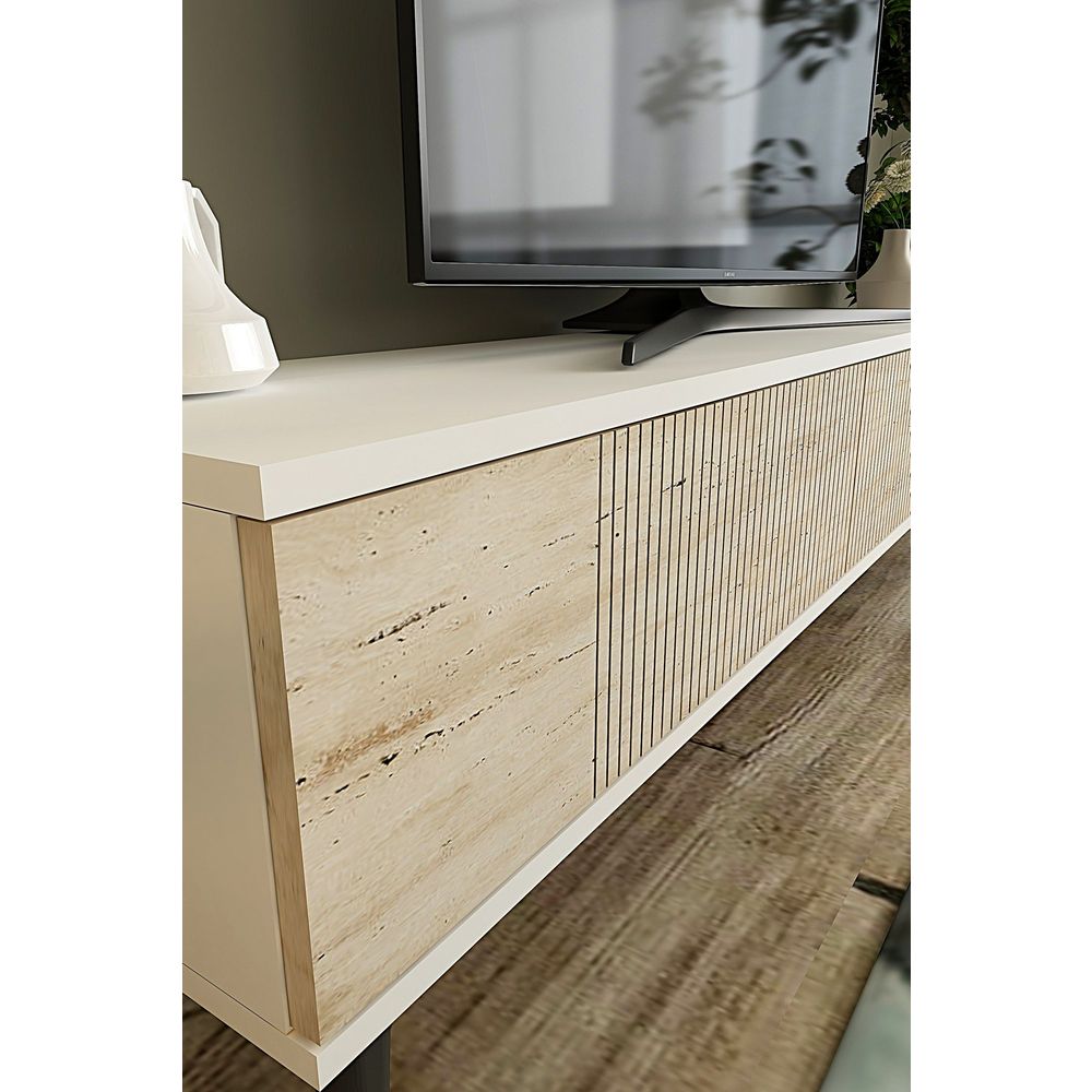 TV Stalak Corsa 120 - Bijela i Travertin slika 3