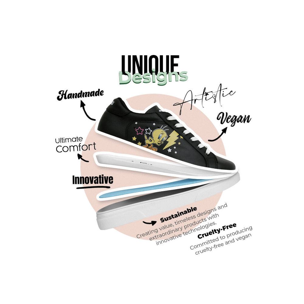 DOGO Ženske patike Ace Sneakers - Najbolji od Tweety i Sylvester u Crnoj Boji slika 5