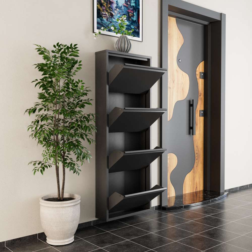 Kabinet za cipele 4 komada - Metalni, antracit boje slika 6