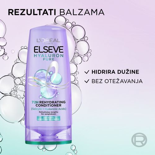 L’Oréal Paris Elseve Hyaluron pure balzam za dehidriranu kosu koja se brzo masti slika 2